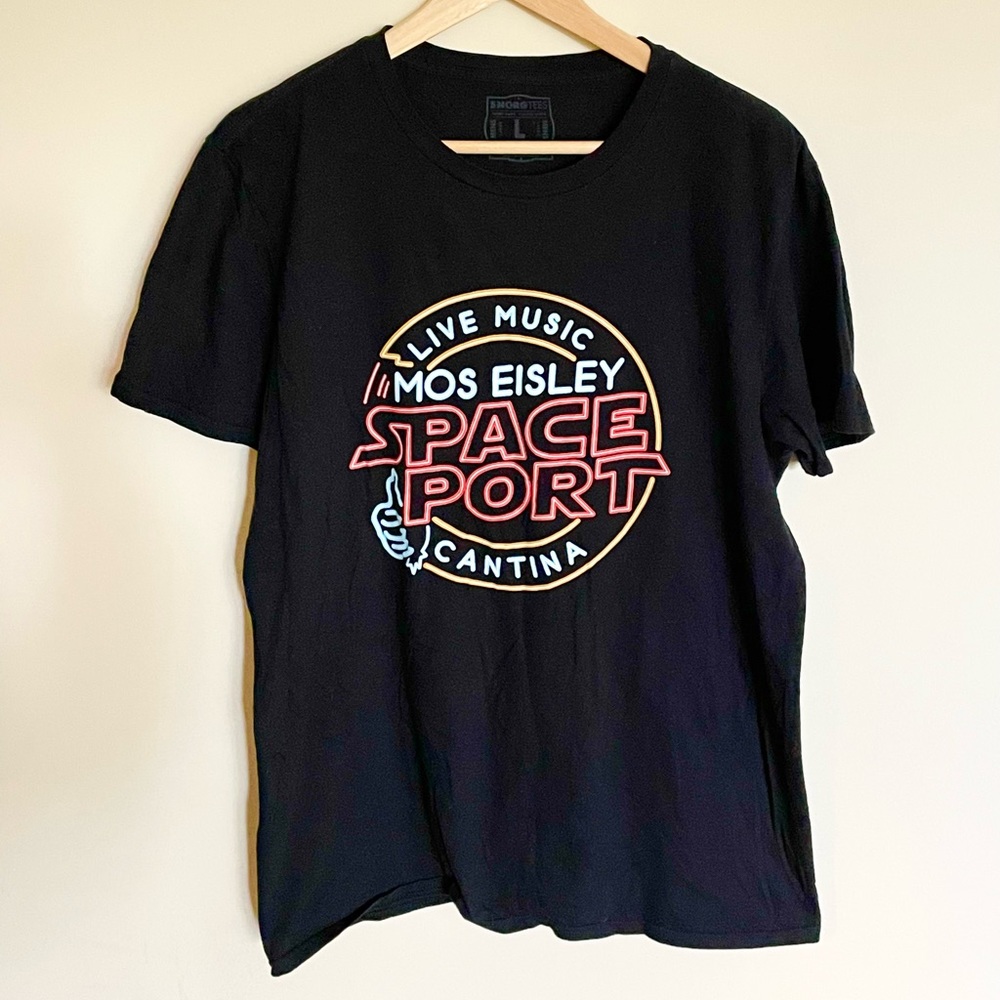 Star Wars Mos Eisley Neon Space Port Cantina Black T Shirt Tee Mens Size Large